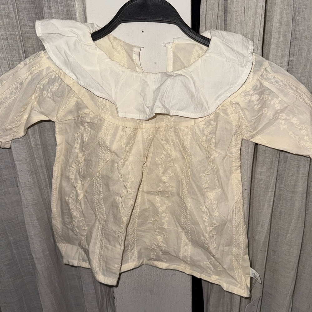 Little Peanut Cream Embroidered Blouse